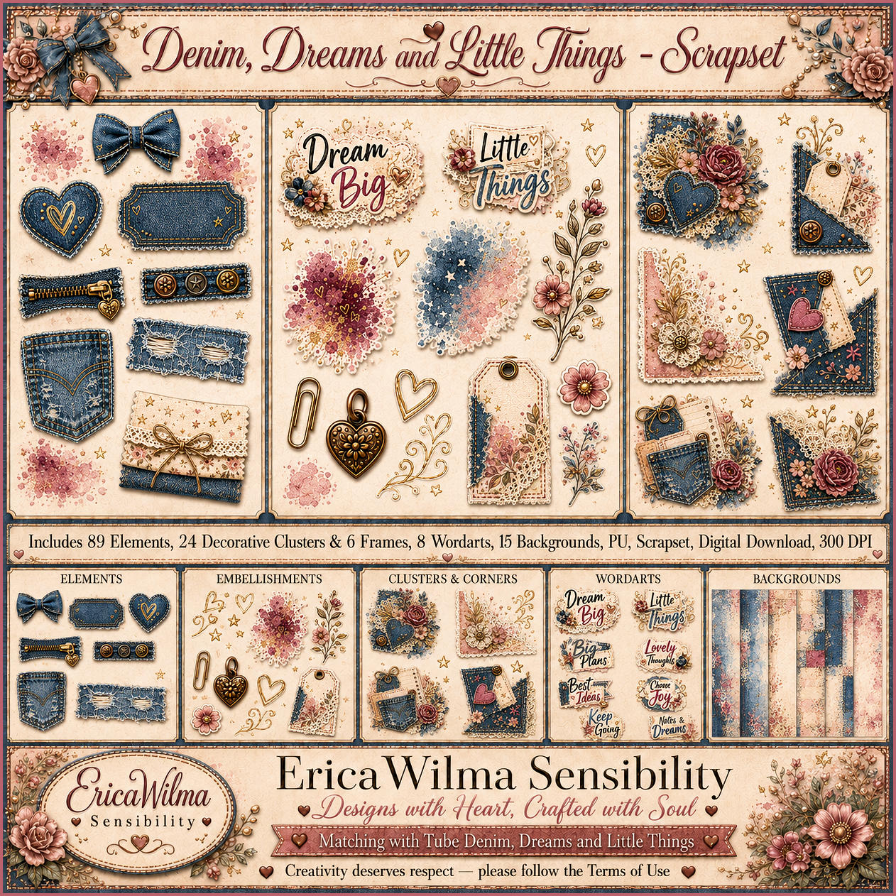 (image for) EW AI Denim, Dreams and Little Things - Scrapset